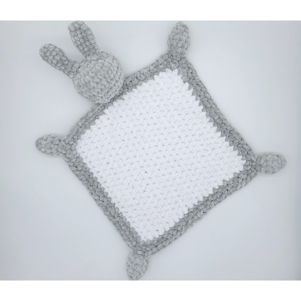 Gray and White comfort blanket, Bunny Lovey - Picture 4 of 5